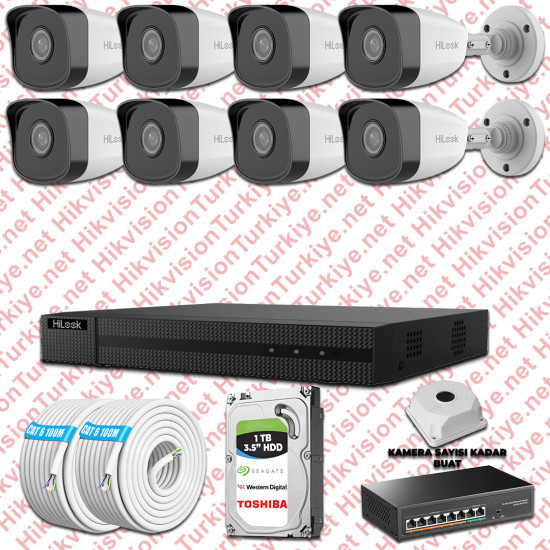 Hilook İp Kamera Seti 1080p Fullhd 8 Güvenlik Kamerası
